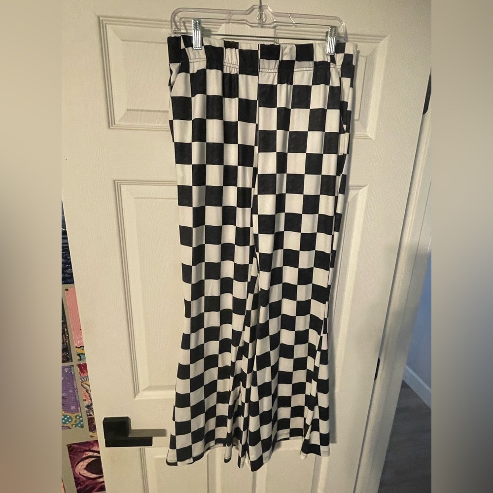 Women’s Checkered Black and White Pants